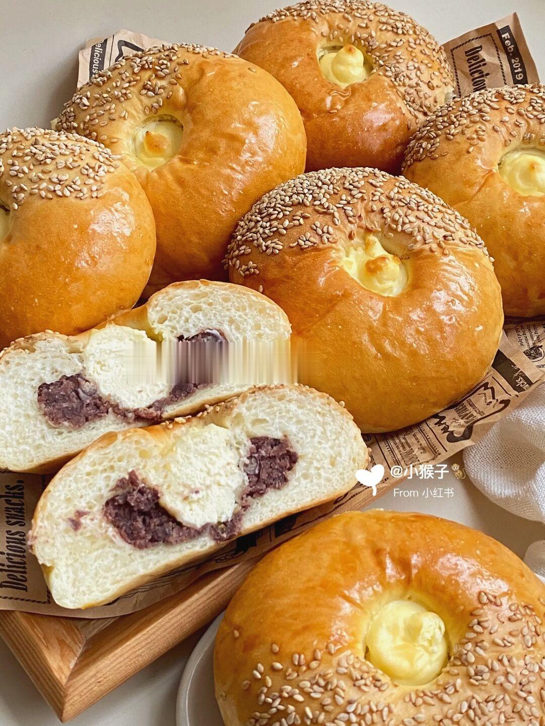 这玩意儿好松软😭日式红豆乳酪包，都去做‼️