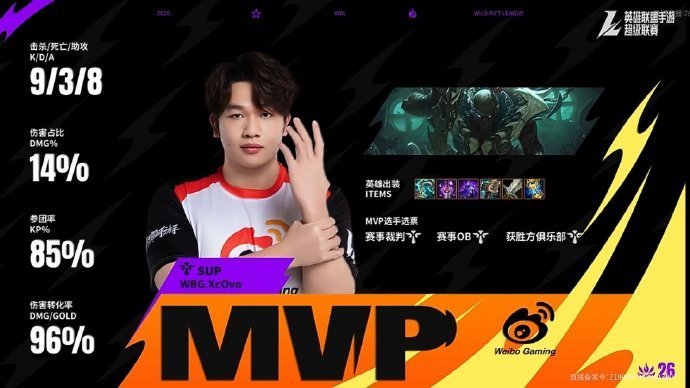 2026WRL夏季赛第二场，第三局：WBG 2-1 KBGMVP：WBG.XcO