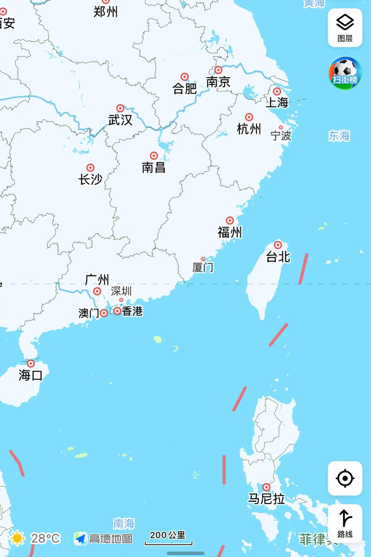 台湾海峡才100多公里，回归指日可待！中国地图轨迹 台风路径追踪 台湾海峡是中国