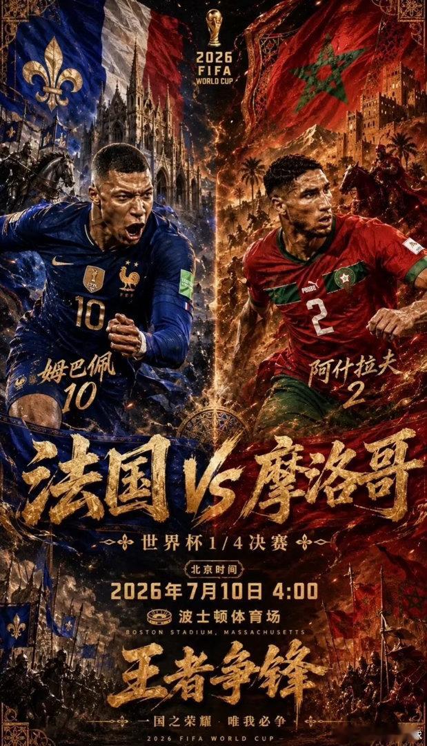 高卢雄鸡再战亚特拉斯雄狮，全场大球格局锁定时隔四年再度狭路相逢，这场八强战看点直