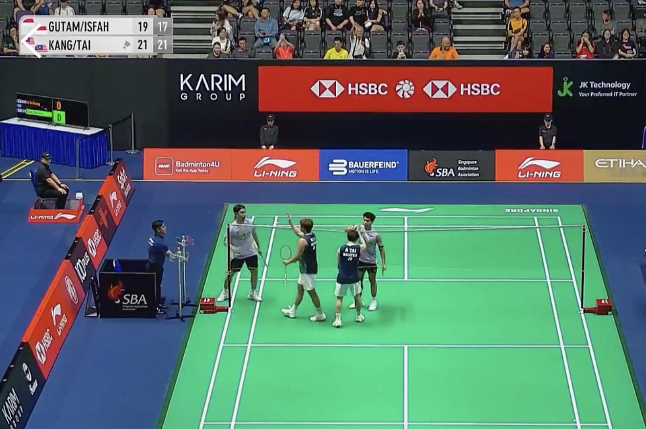 江凯兴/戴伟钦🇲🇾 21-19、21-17 🇮🇩咖塔曼/伊斯法哈尼202