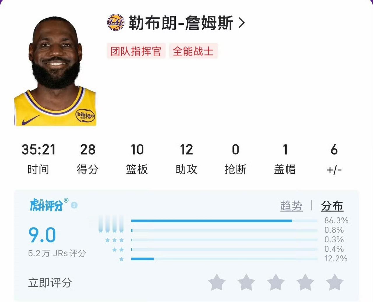这一刻我懂了！詹姆斯在虎扑的评分是怎么跟一个上场时间都保证不了的球员同分？