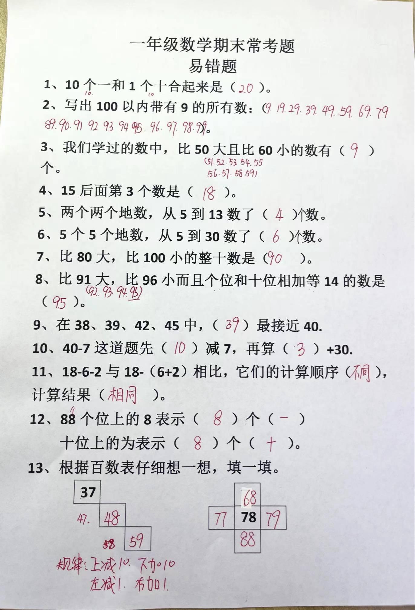 常考易错填空题，给孩子收藏练习吧