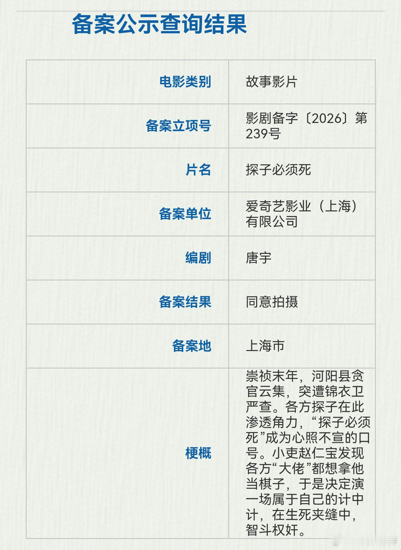 听听温特怎么说 爱奇艺立项了两部电影《摸瞎子》《探子必须死》。 