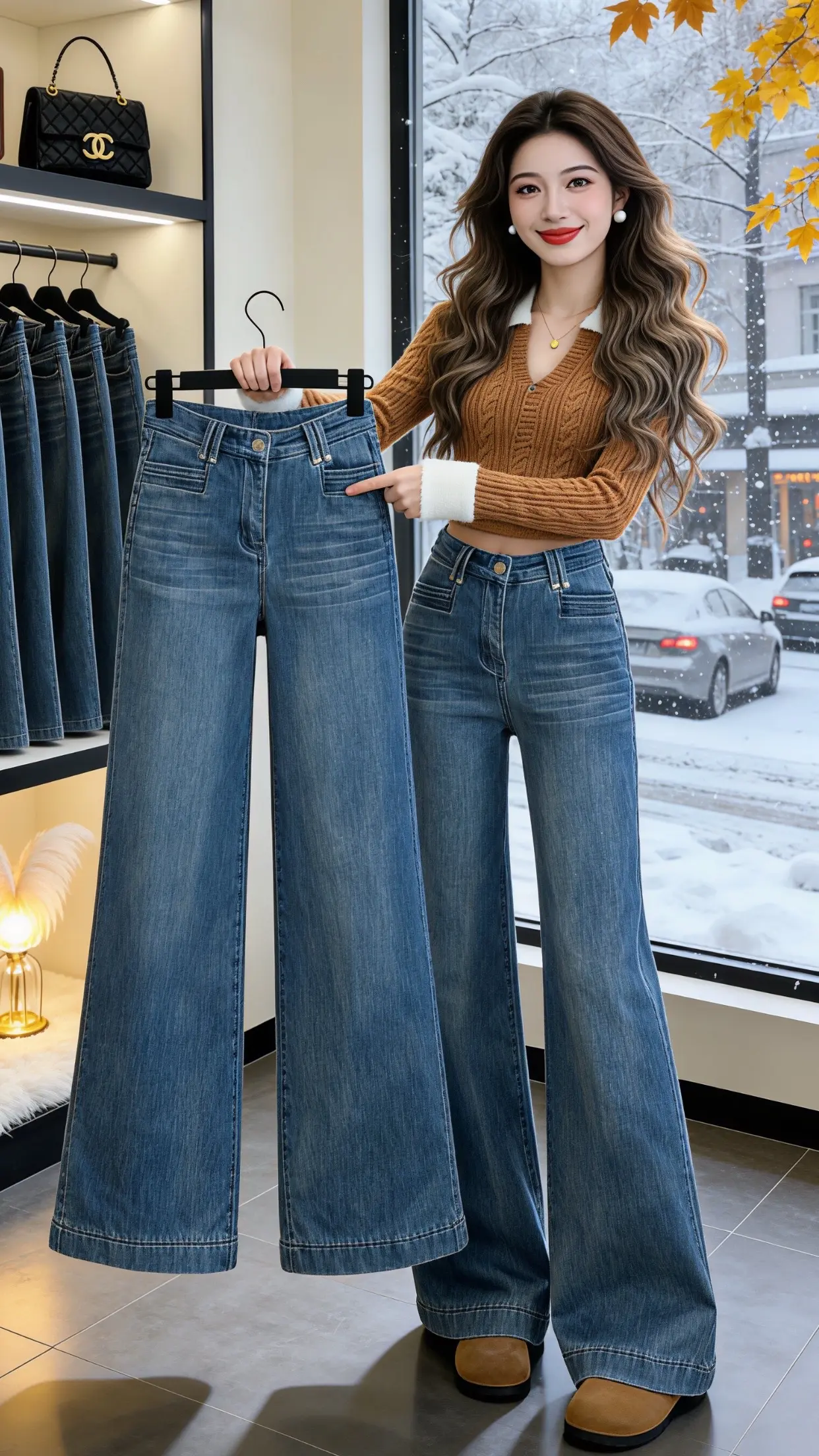 阔腿牛仔裤 穿出自己的风格 谁穿谁好看 春款上新 过年我就这样穿