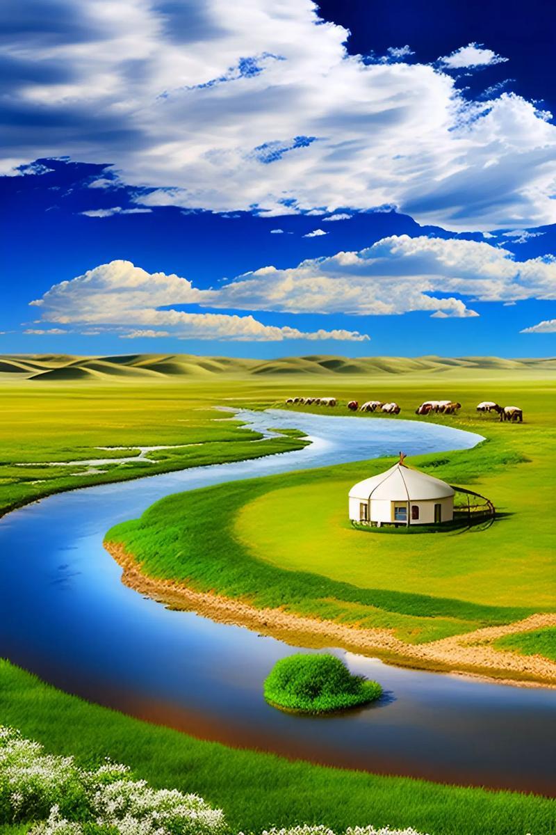 这风景美如画，真想住在那小屋里。