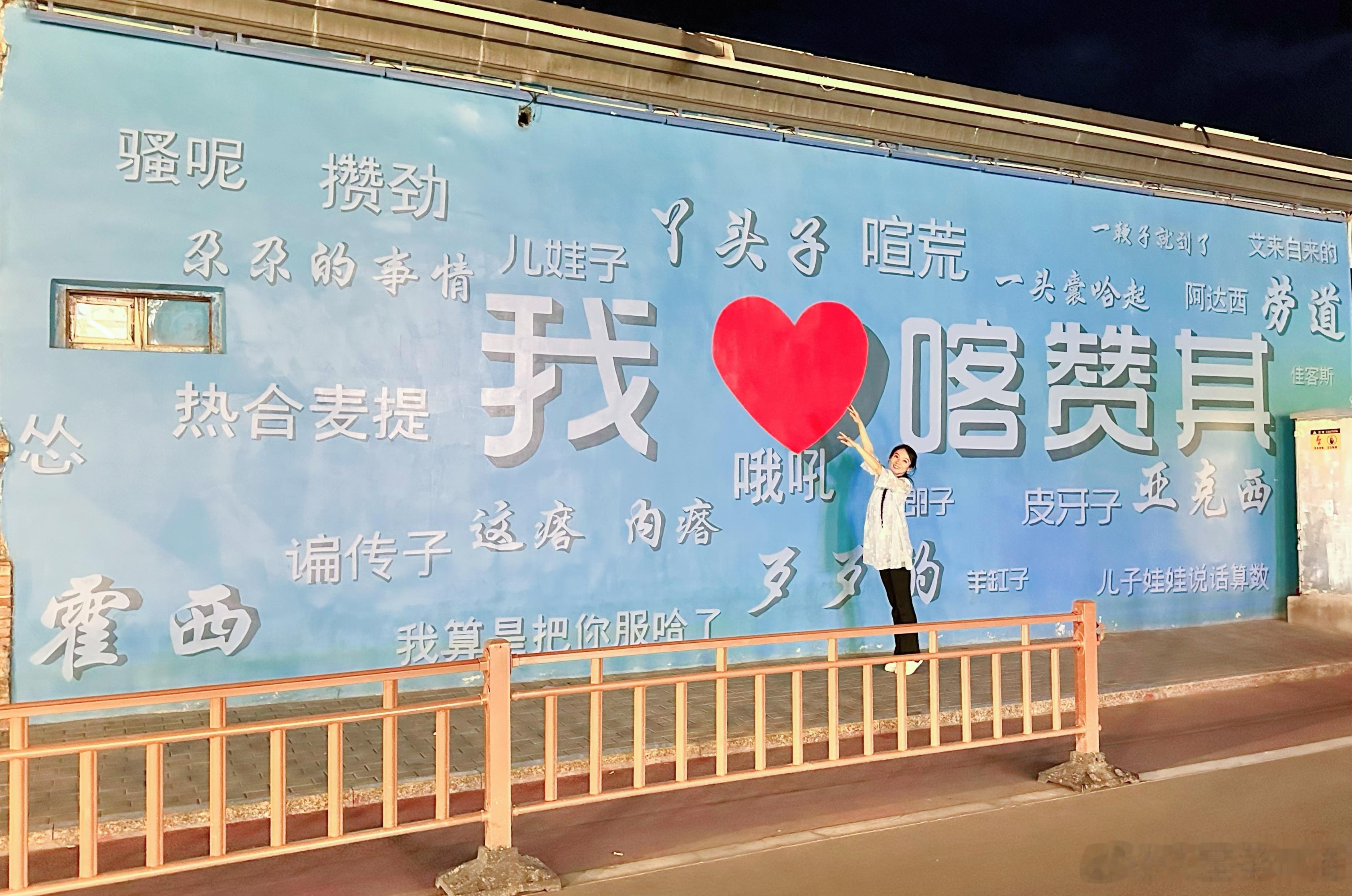 ……所以今晚回来时，我也在这面充满方言的墙下拍了纪念照。一张图证明我来过这里 伊