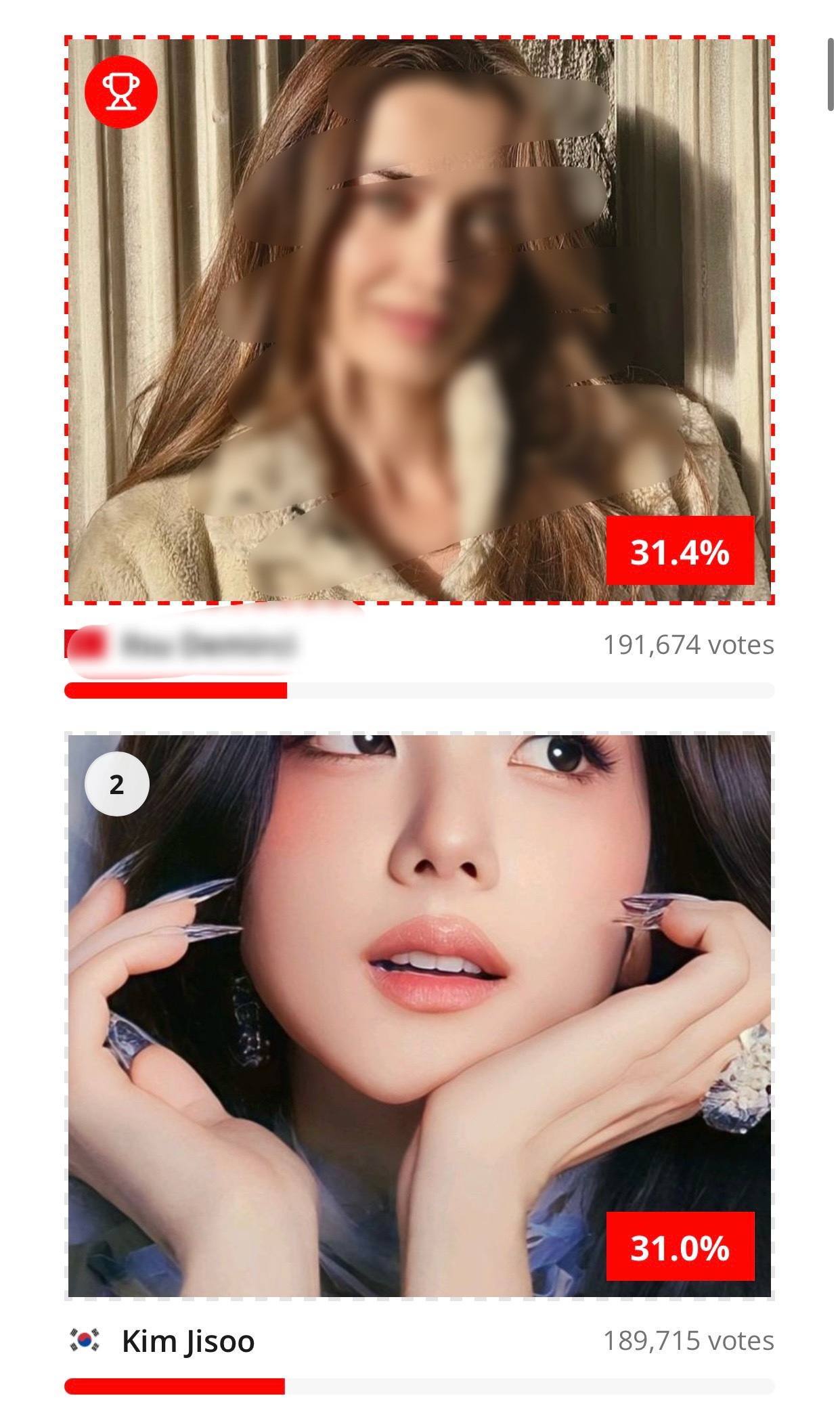 kimjisoo  主办方Nubia Magazine统计106个国家全球民众投