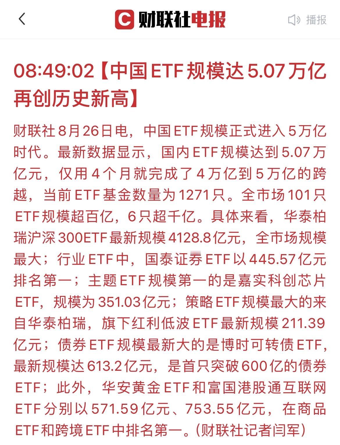 中国ETF规模突破5.07万亿，看完这个新闻，我想到另外一个可能，是不是场外的公