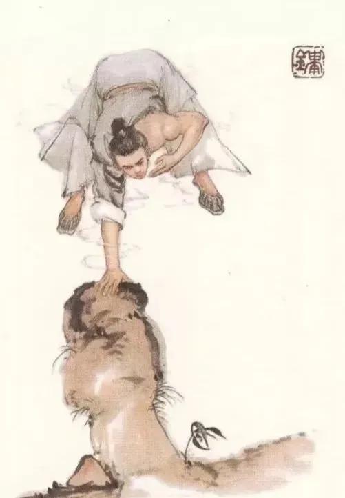 金庸武侠插画：这是哪位少侠？动作古怪有如欧阳锋逆转经脉！又如段誉倒转身子想吐出莽