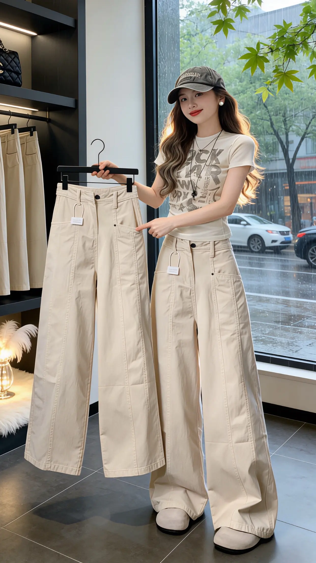 显瘦显高显腿长裤子 穿出你的chic风 工装裤女款阔腿裤 时尚直筒宽松...