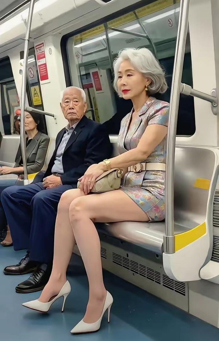 你能一眼看出这位大姨的岁数吗？光看她那时尚的衣装打扮，还有那修长白皙的大腿，活脱