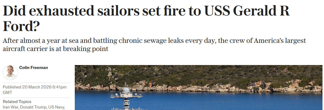 福特号航母火灾可能是疲惫的船员蓄意纵火这火灾就很离谱，烧了30个小时，600人没