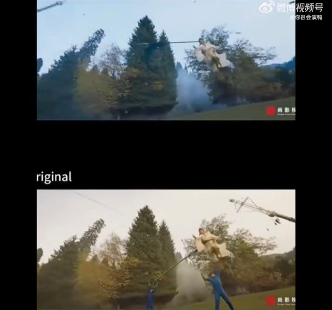 杨洋无实物打戏这块 转身时的衣袂扫过空气，都像带着破空的锐响，720°旋身时的平