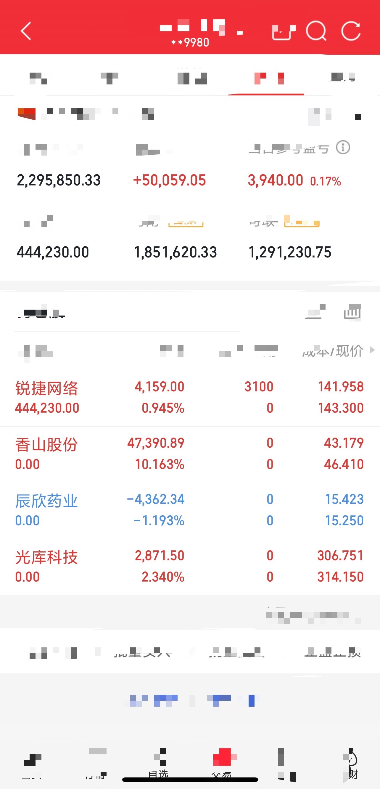 8月13日实磐记录锐捷（入）香山（出）辰欣（出）光库（出） 