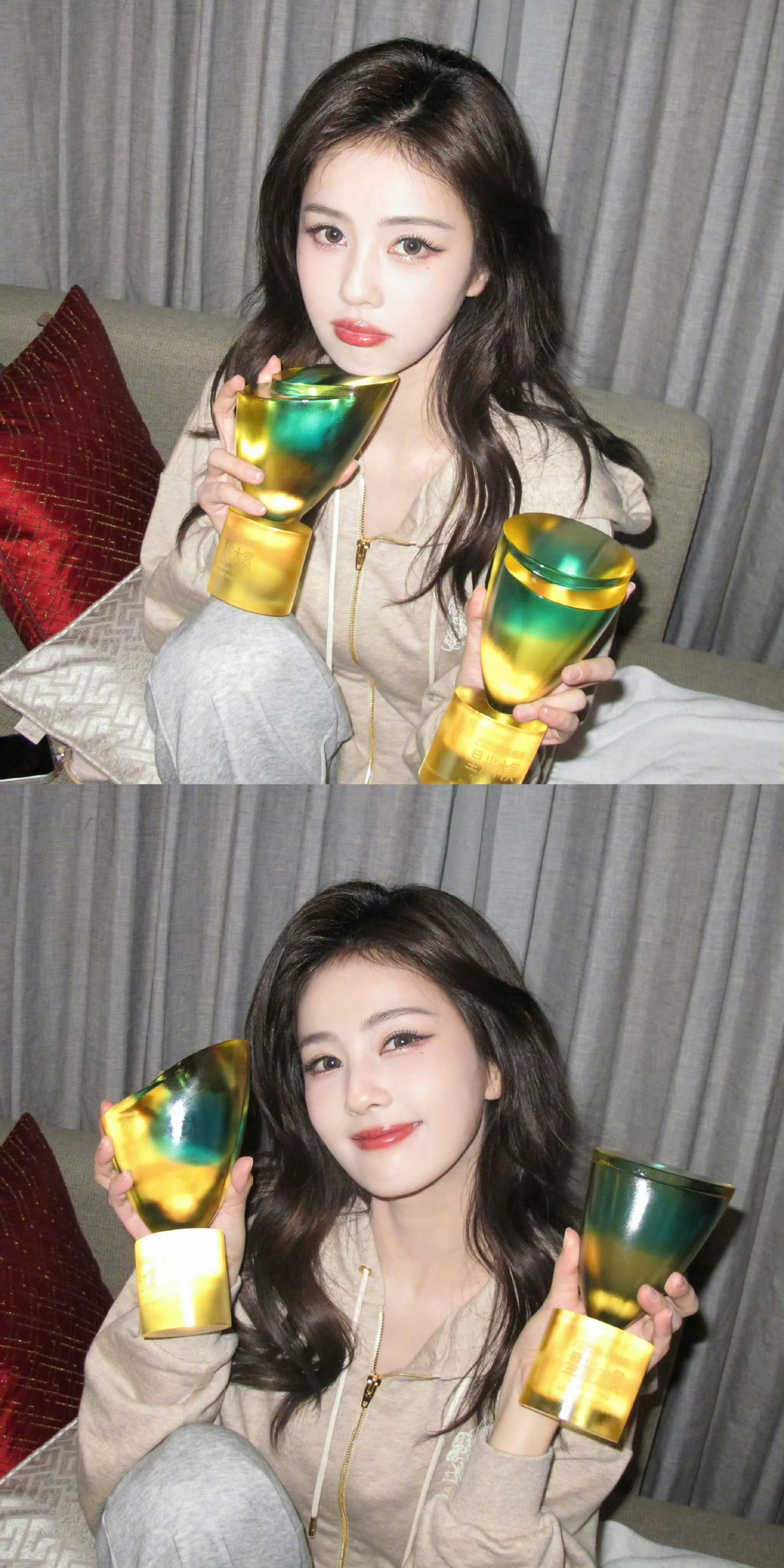 白鹿听到自己颁奖嘉宾的反应萌萌的白鹿真的太可爱了，哪来的小萌物呀，谁看谁心动 