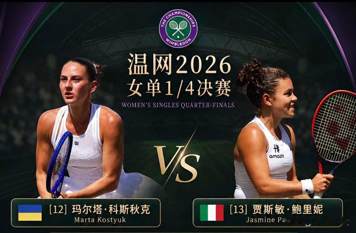 温网快讯，[赞][赞]🇺🇦科斯秋科2-0横扫🇮🇹鲍里尼背靠背晋级大满贯女