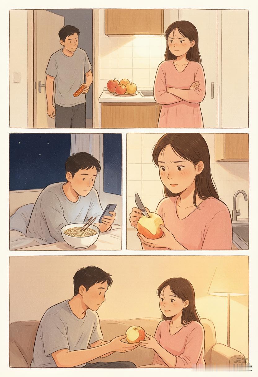 老婆心情不爽，晚饭都没吃，快睡觉时竟然给我削了一个苹果，这个苹果能吃吗？

这两