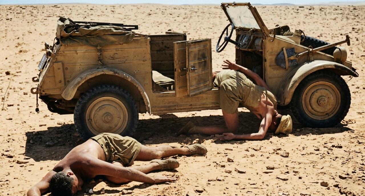 1942年5月14日，在北非战役中，德军非洲军团步兵部队的士兵在一次空袭中丧生，