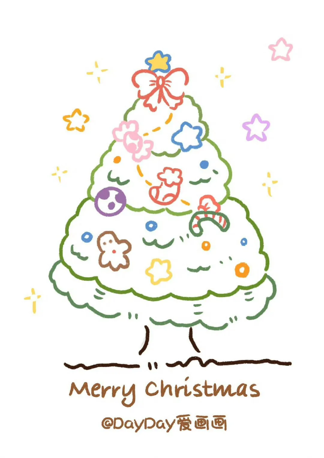 圣诞树简笔画🎄 ​​​marry Christmas