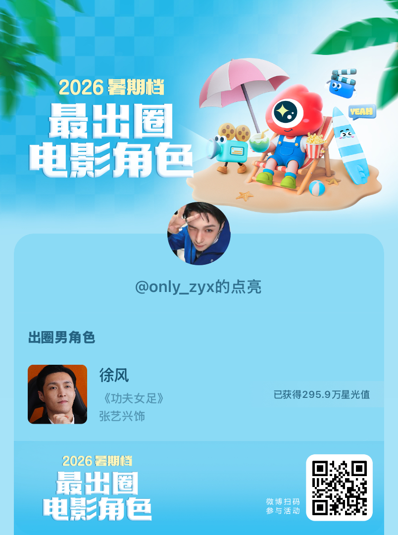 2026暑期档最出圈电影角色正在评选中，和暑期档角色携手共赴夏日星光派对，还有机