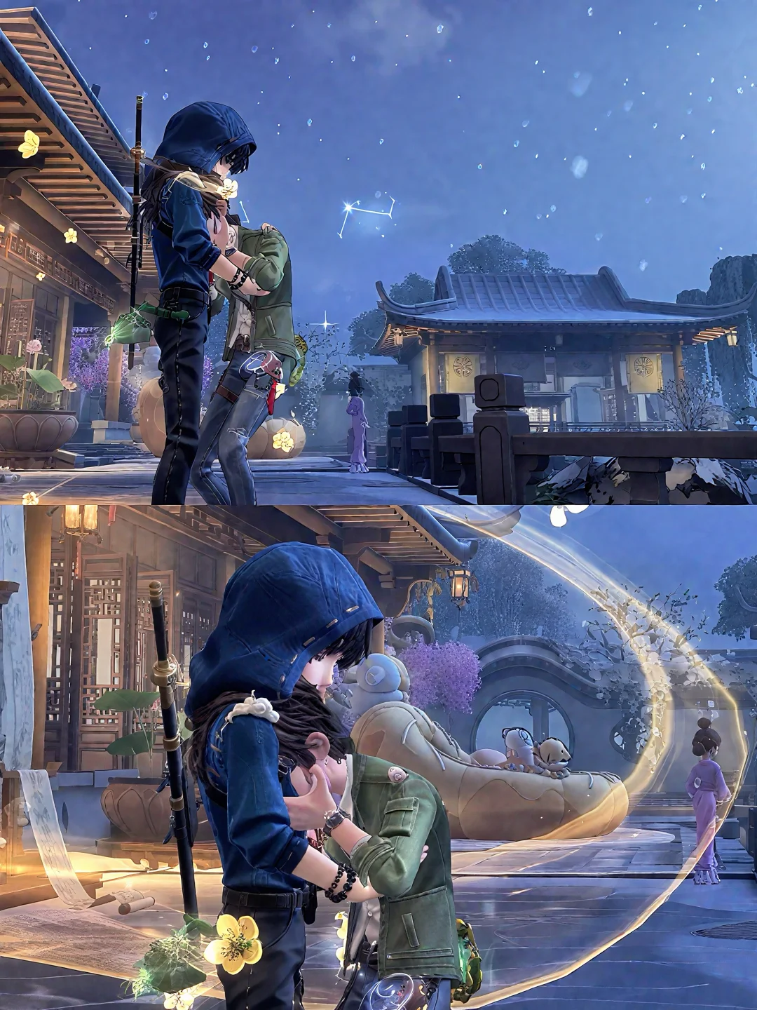 恋人怀中樱花草，听见胸膛心在跳