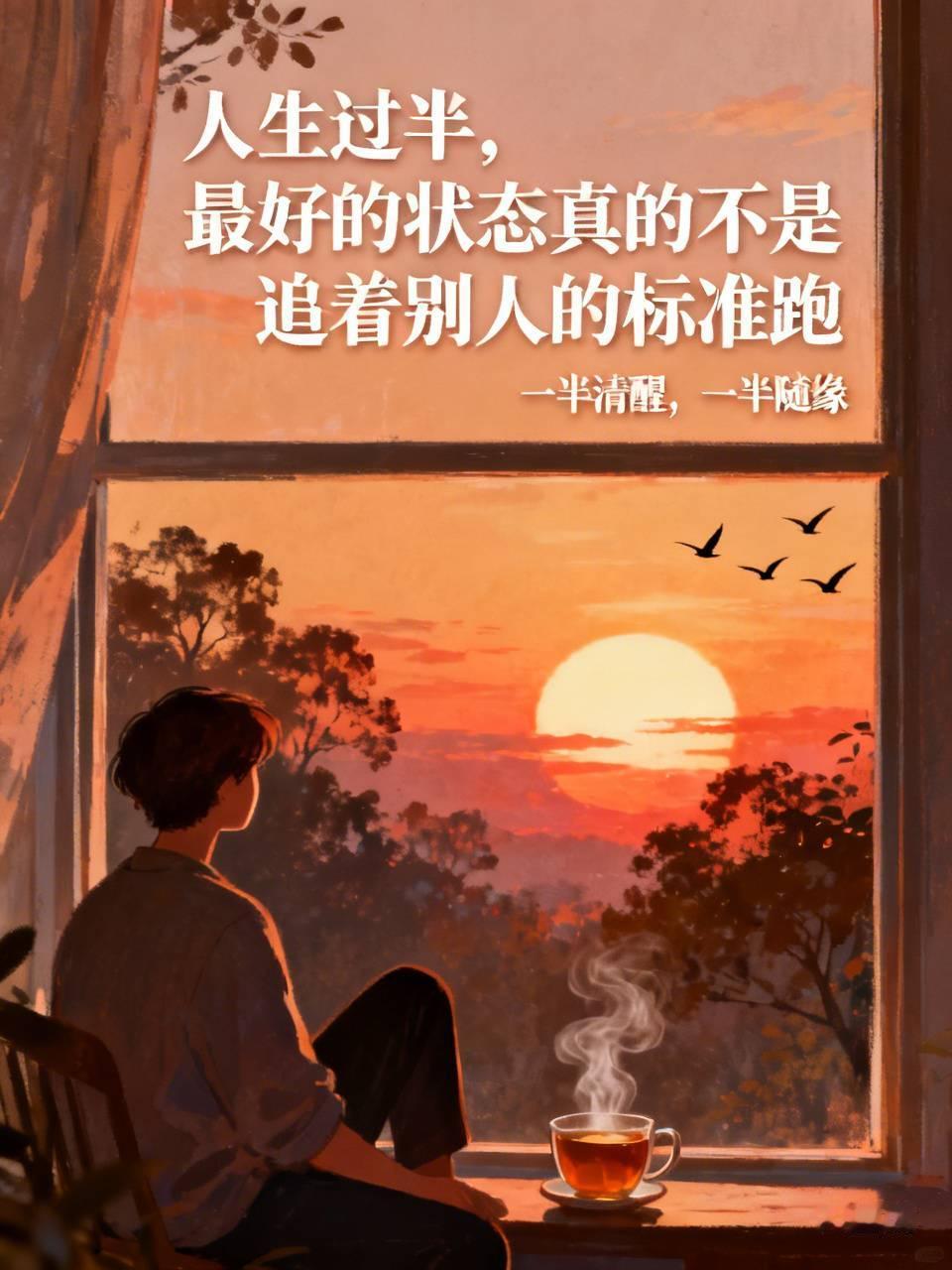 人生过半，最好的状态真的不是追着别人的标准跑。

前半生总在赶路，为了一句认可熬