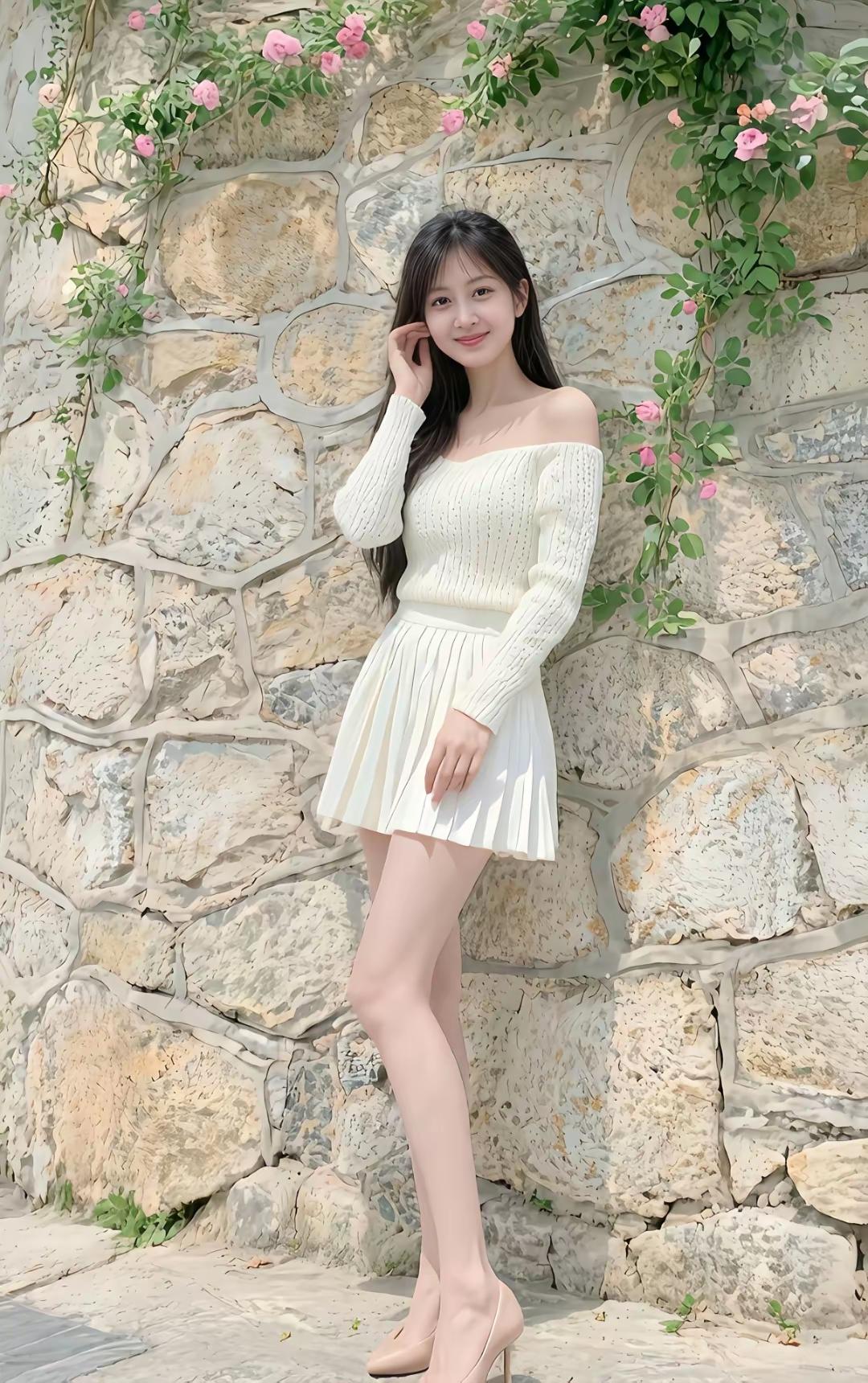 少女心爆棚的粉色花墙，甜美少女穿搭