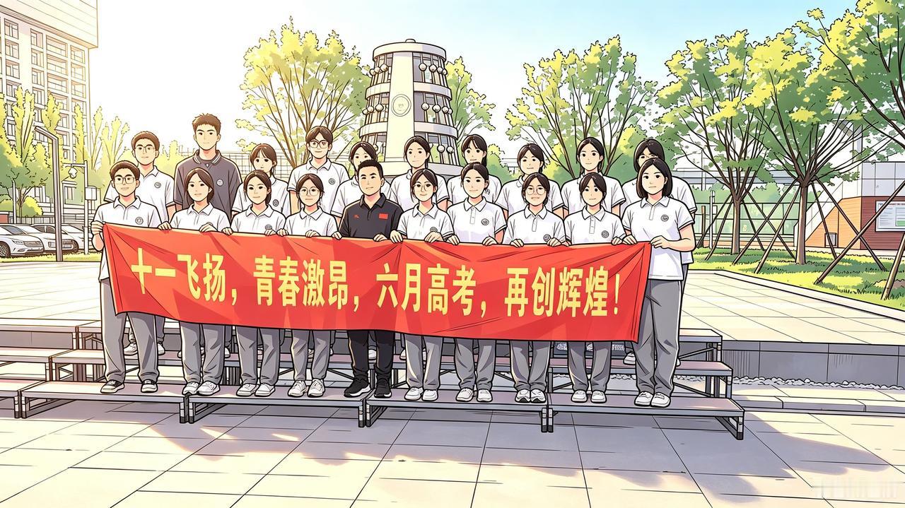 今天孩子学校进行了2027届高三备考启动仪式，看着舞台上“逐梦高三，不负韶华”的