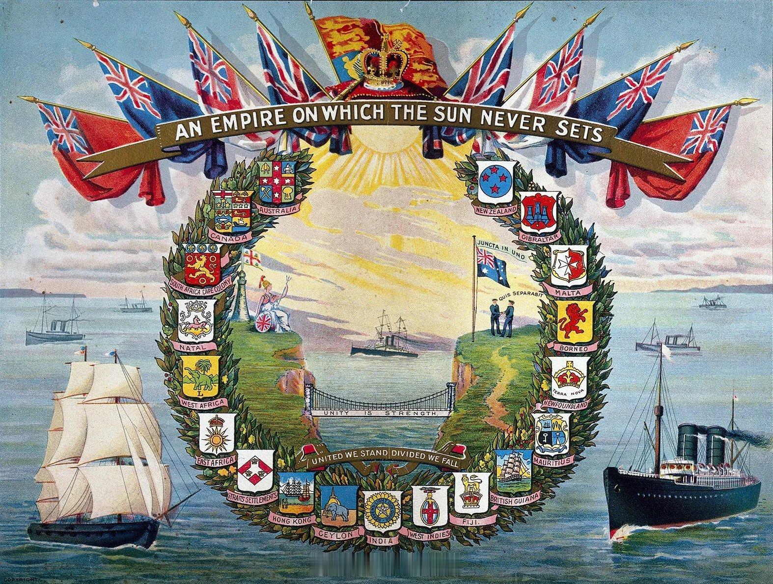 1900年代维多利亚时期画作《日不落帝国》An Empire on Which 