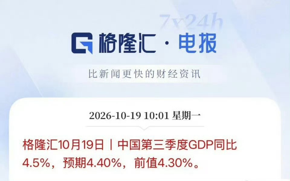 重磅经济数据出炉！三季度GDP同比4.5%，环比回升0.2%，高于预期4.4%，