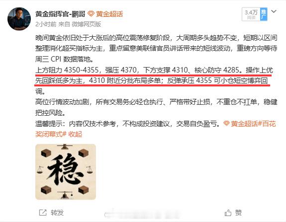 虽然本次金价没能回落至我提前预判的理想进场点位，遗憾错过了这一波行情红利，但心态