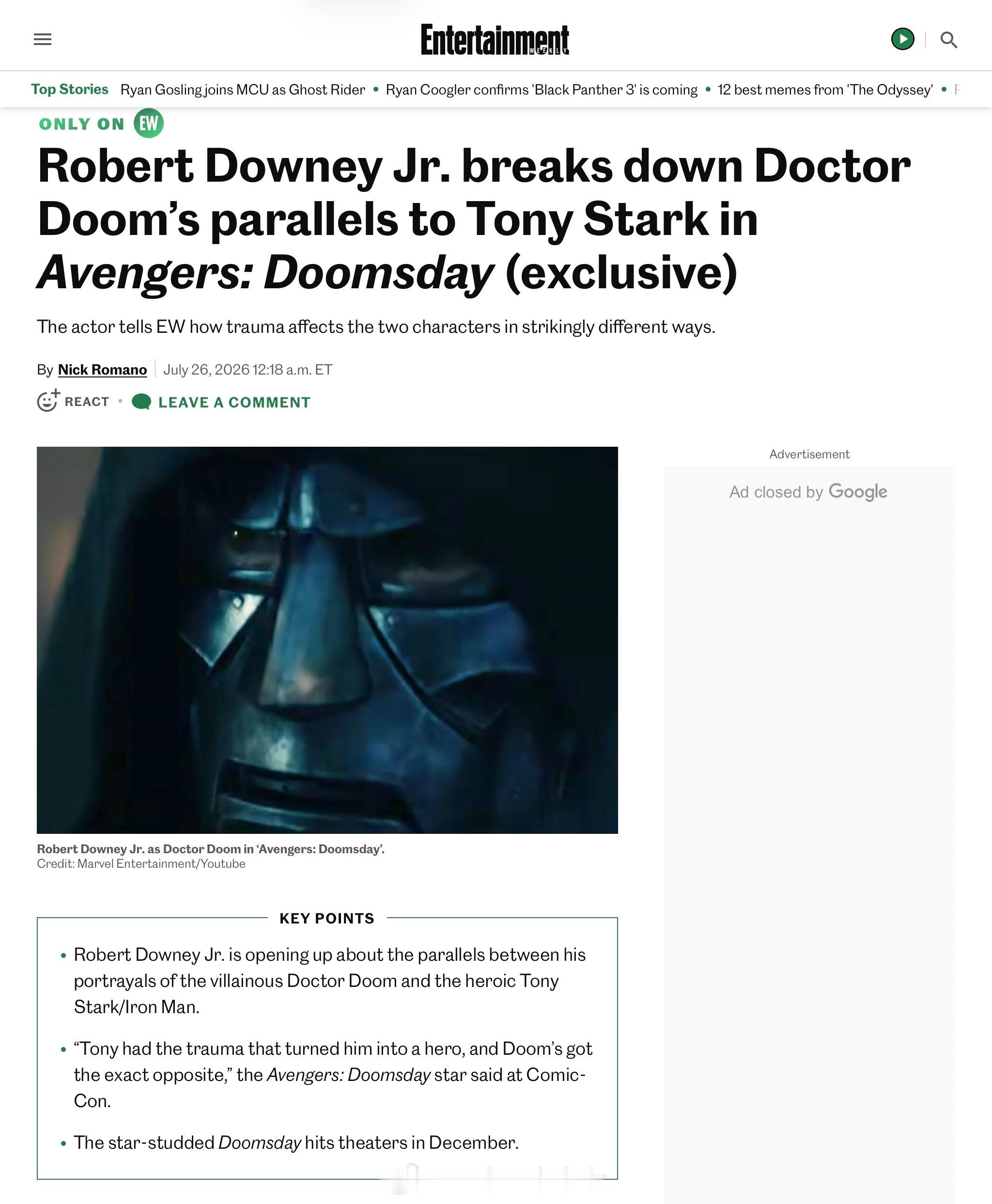 漫威Robert Downey jr. RDJ与 《Entertament We