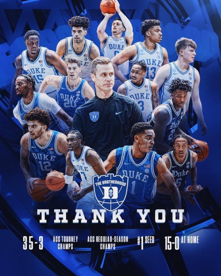 杜克男篮  Grateful for this squad 💙💙 