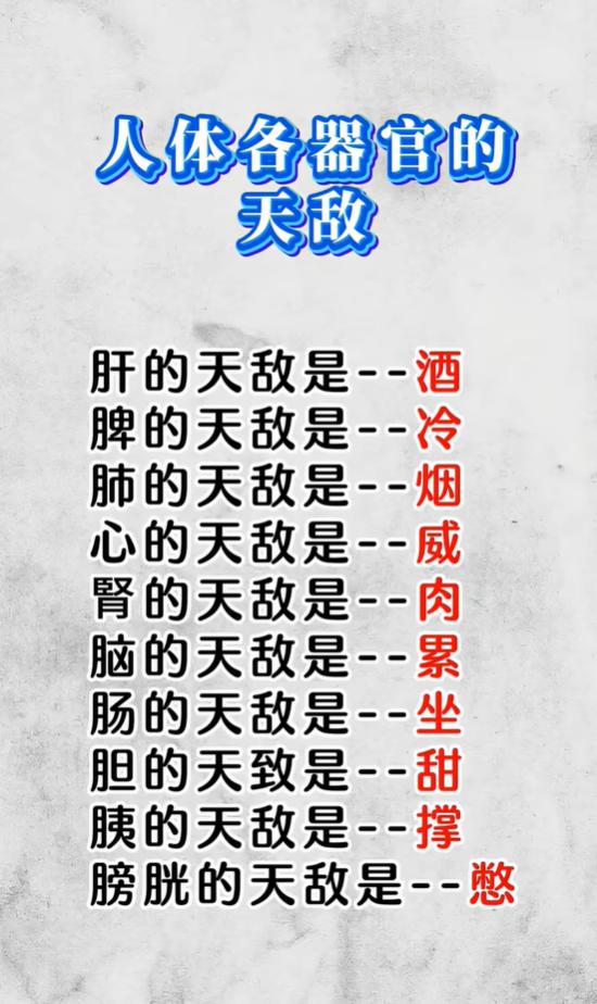心肝脾肺肾十大器官的伤身诱因，日常尽量少接触