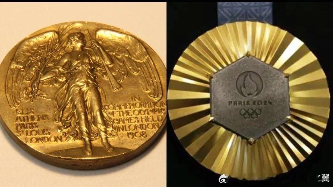 奥运金牌1908年：100%黄金2024年：1%黄金 