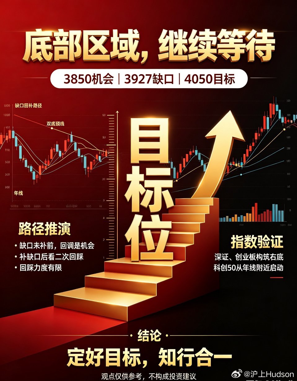 大盘整体没有大问题，3850点附近属于绝佳机会区间。上方目标缺口在3927点，在