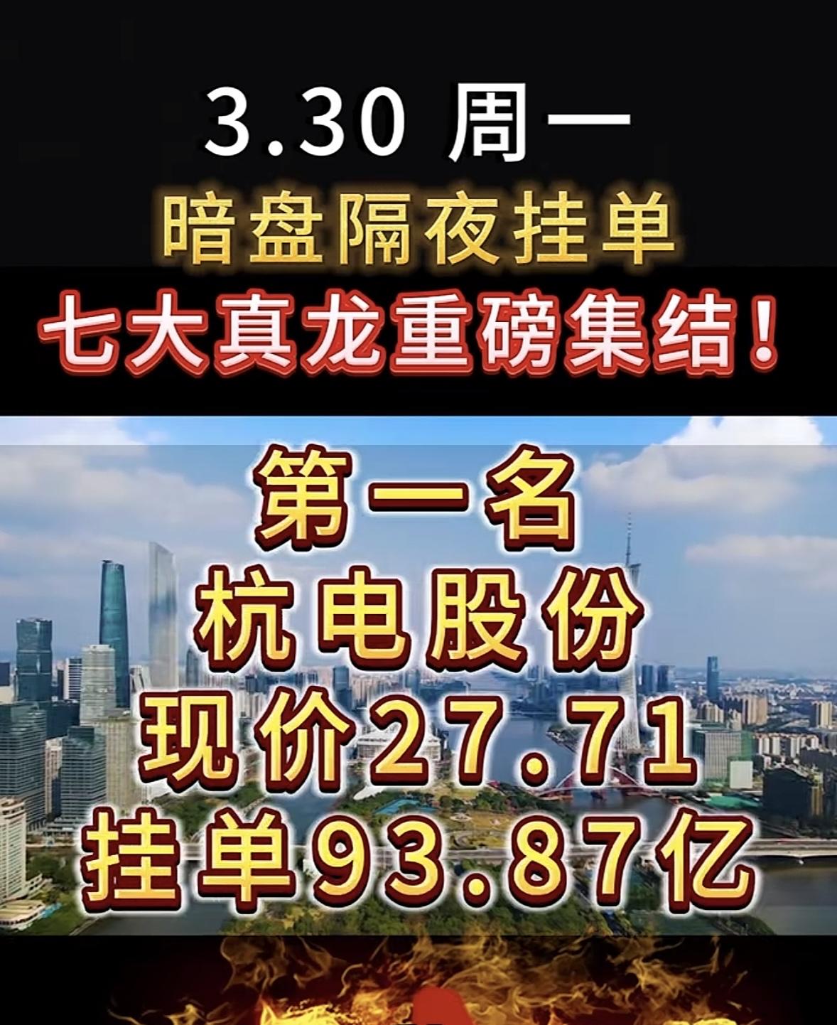 3月31日周二暗盘隔夜挂单排行榜出炉

暗盘隔夜挂单维科技术，挂单金额达46.9