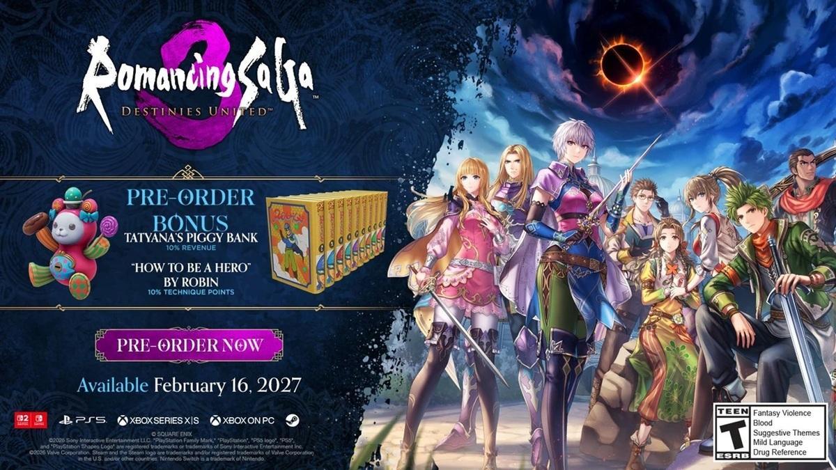 《浪漫沙加3 错综宿命》官宣经典重制，Steam国区268元起，明年2月16日发