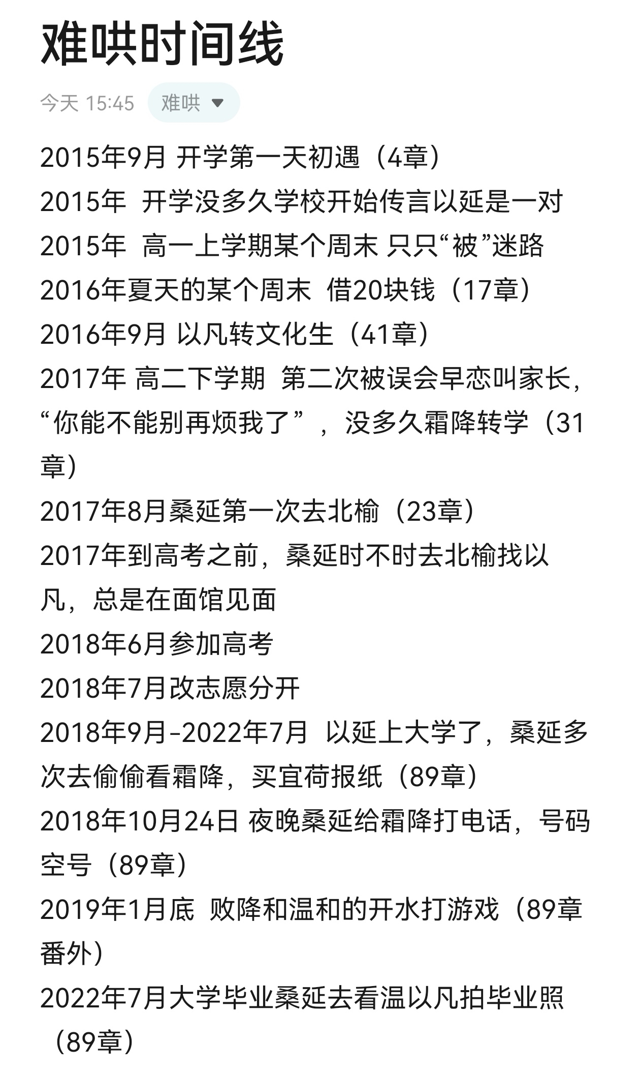 存一个难哄原著时间线，适合没看过小说的人对比看剧 