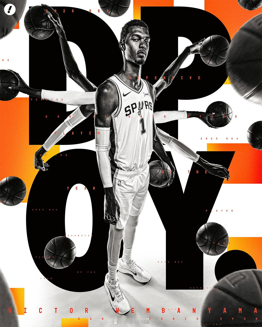 文班亚马拿下年度最佳防守球员，NBA历史上最年轻的防守王，也是该奖第一次出现全票