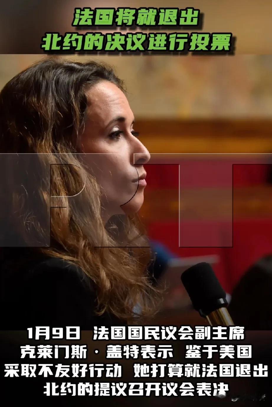 法国将就退出北约问题进行议会表决？

据《今日俄罗斯》报道，1月9日，法国国民议