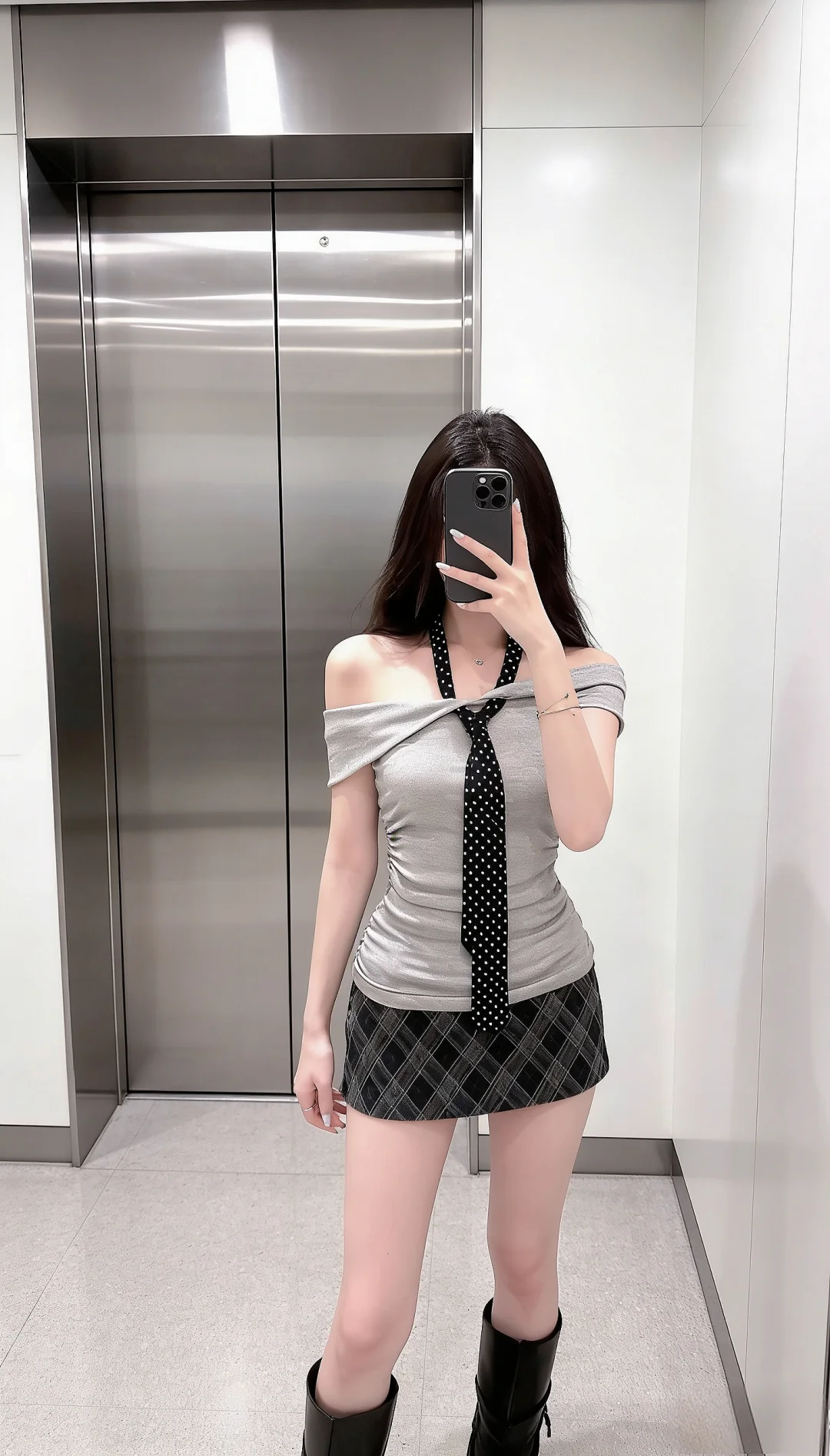 辣妹百搭银色百褶短裙套装