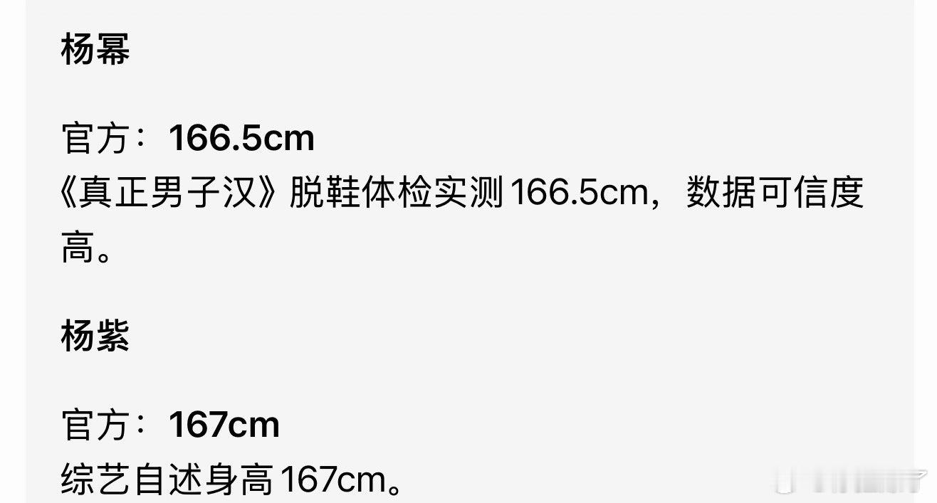 我记得杨幂官方身高166.5杨紫的是167 ​​​