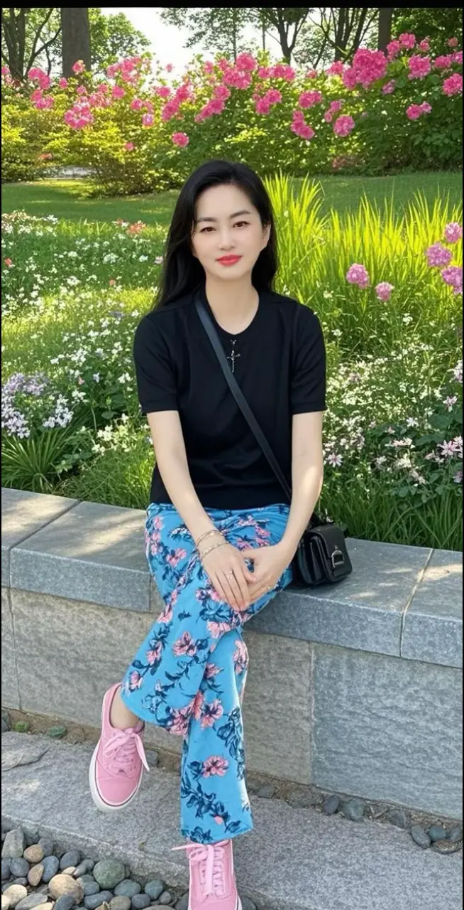 花畔闲影  穿搭 花裤子