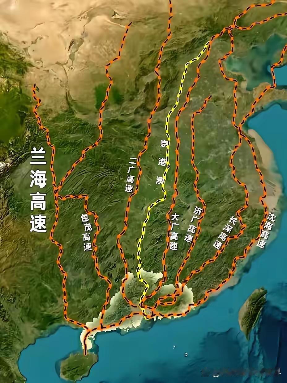 这么多全国高速公路通往广东省，难怪广东人才这么多？！

从这张全国高速公路示意图
