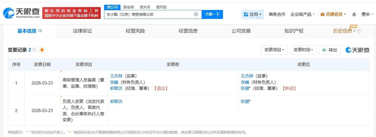俞敏洪卸任新东方旗下东小甄商贸公司职务

俞敏洪卸任新东方旗下东小甄商贸公司法定