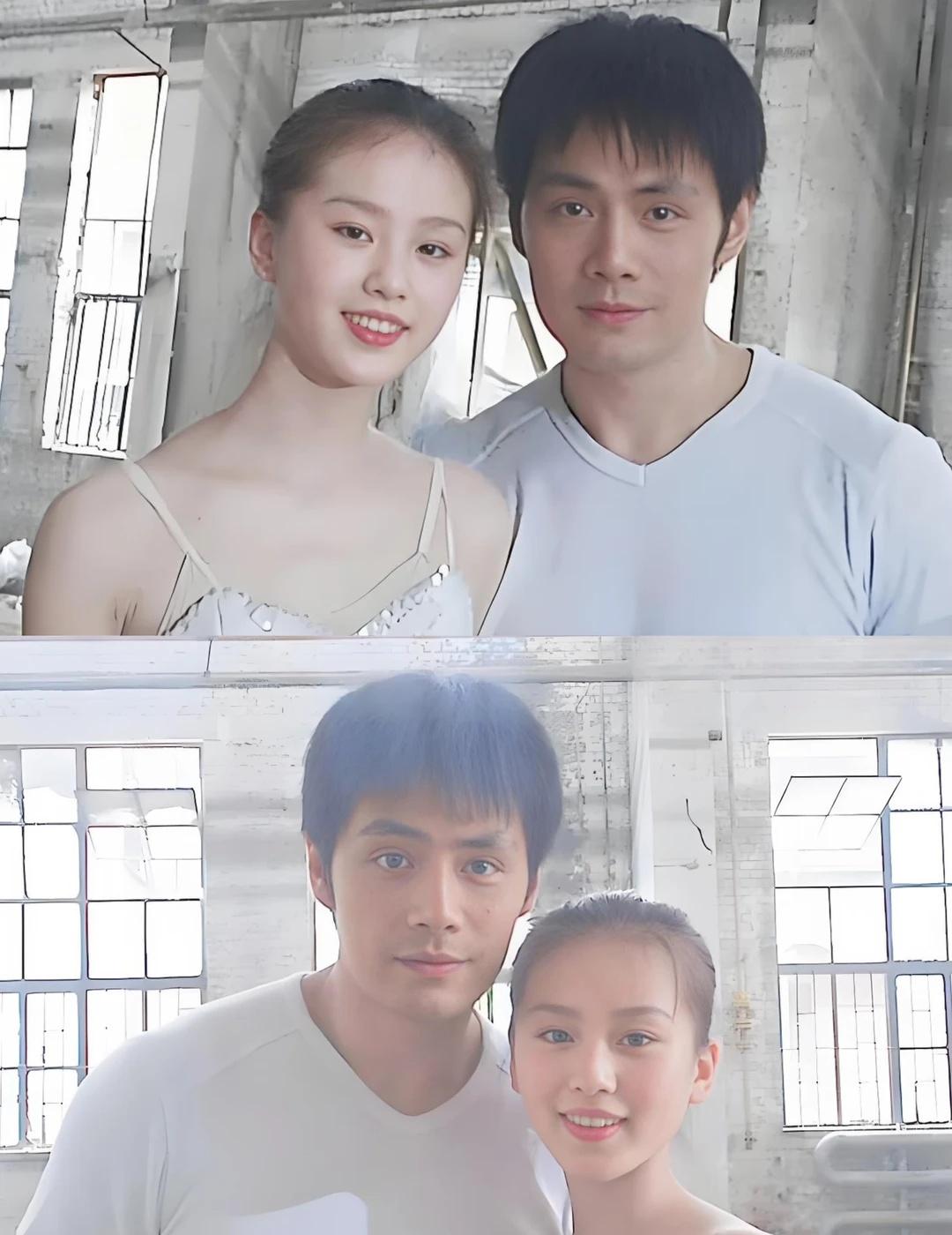 2004年，17岁的刘诗诗和36岁的邵兵合影
刘诗诗曾在《落花之夜》的MV中，饰
