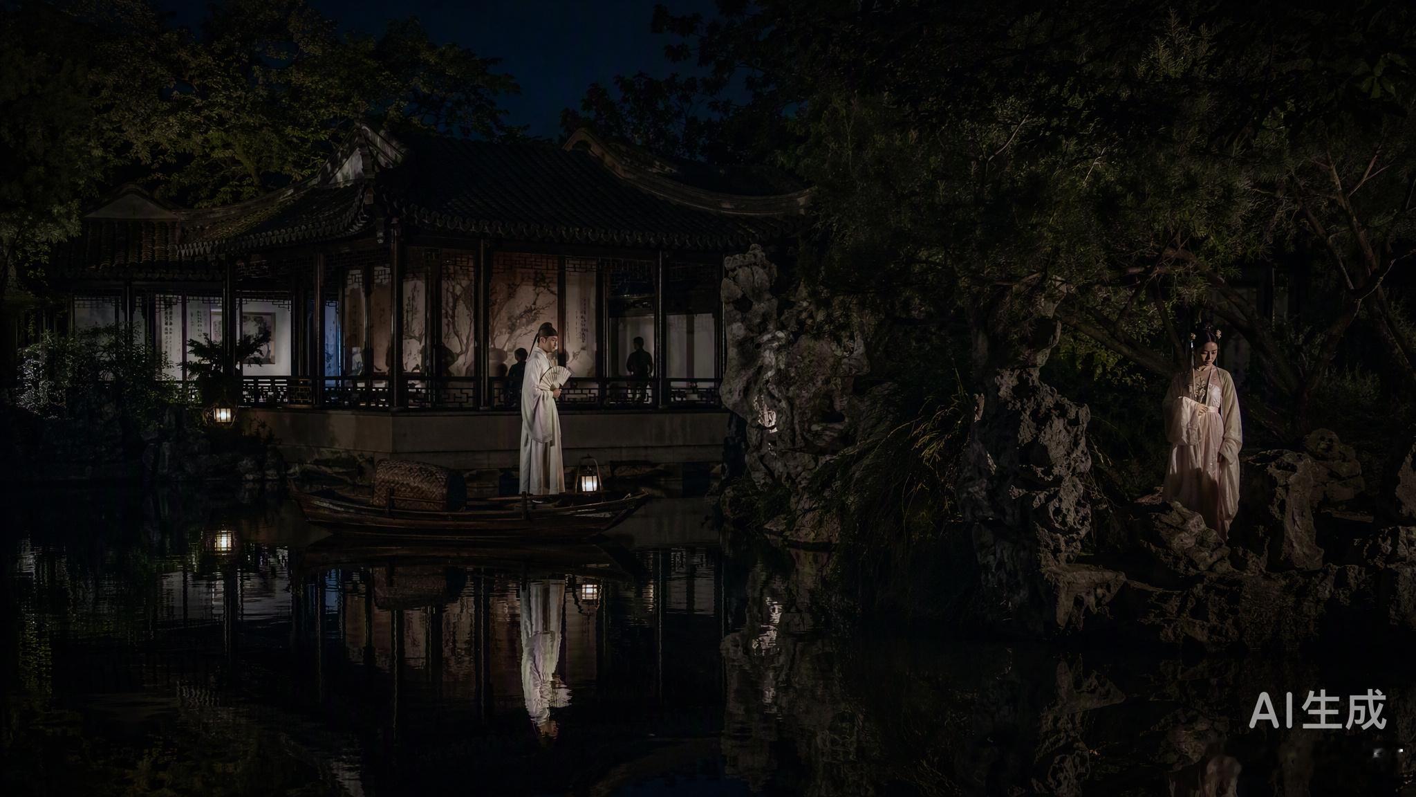 遇见艺术新城事苏州沧浪亭园林版昆曲 沧浪亭的夜色里，昆曲《浮生六记》正上演着清代