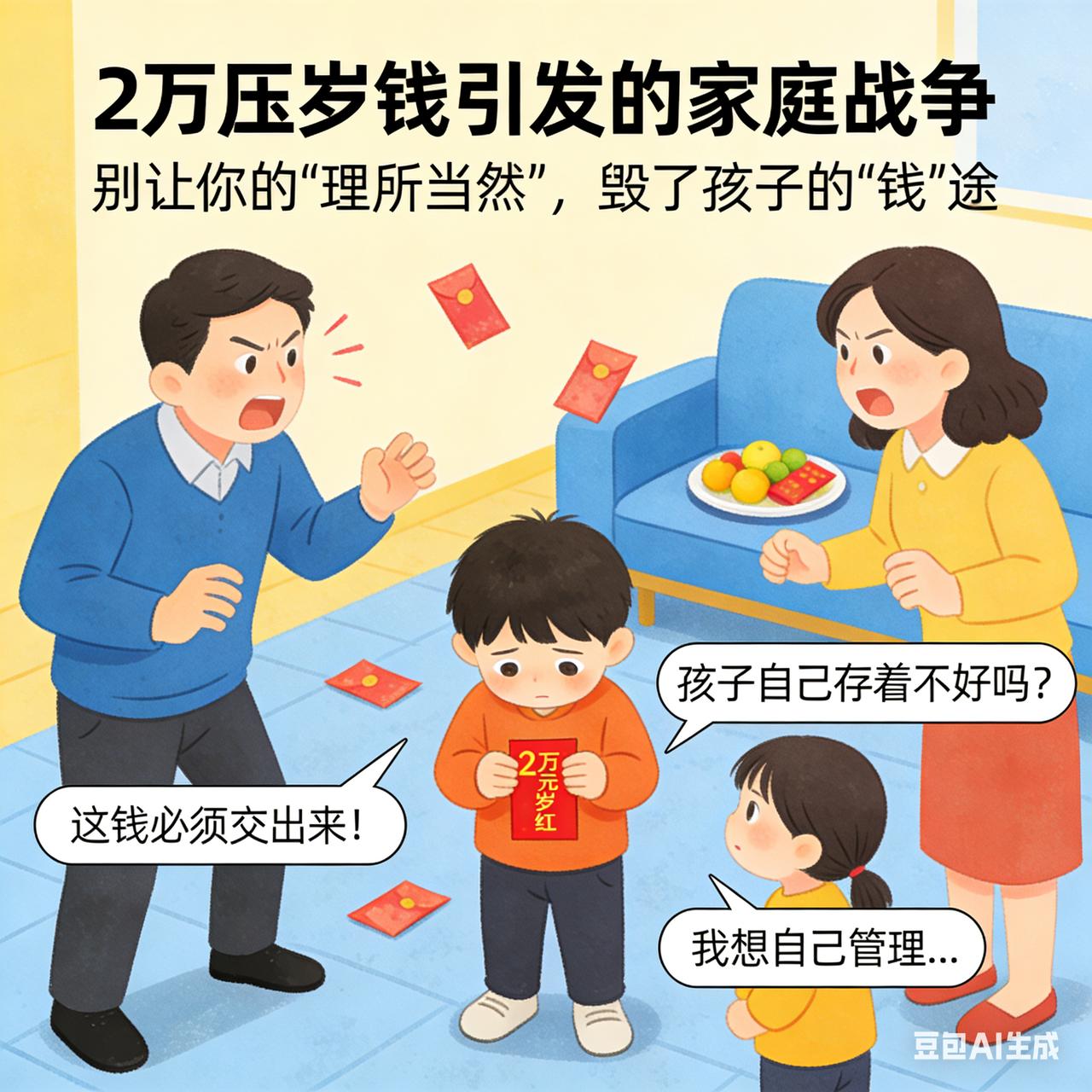 妈妈要求孩子上交压岁钱，到底合不合理？河南一个12岁的小男孩，因为妈妈要他上交那